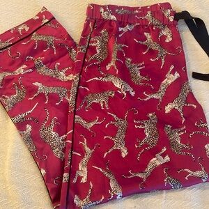 NWOT Anne Taylor sleep cheetah satin pajama bottoms L